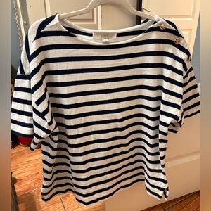 LOFT Navy and White Striped Top